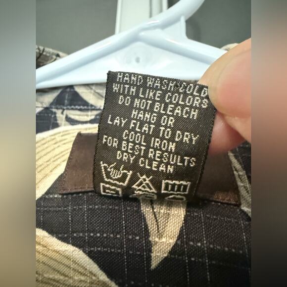 VTG Neiman Marcus Men’s black SILK Leaf Palm Tree Hawaiian cabana Shirt M - Picture 7 of 9